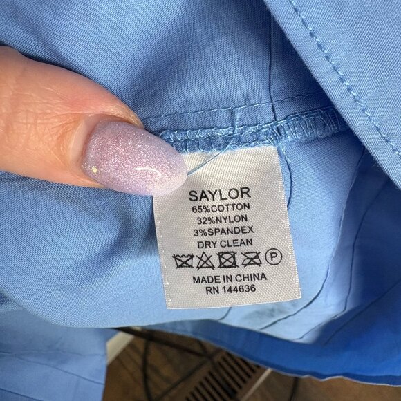 NEW Saylor Zerina Morning Glory Blue Womens Mini Dress M Medium Puff Sleeve NWT‎ - Picture 6 of 6